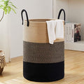 Fiona's magic Woven Laundry Hamper, 100L Tall Blanket Storage-Brown&Black by Fionasmagic