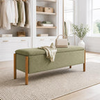 50" Shoe Bench with Storage, Chenille Shoe Rack Bench, Removable Shoe Storage Bench Entryway Storage with Cushion for Front Doors Entrances Hallway, Mudroom, Closet, Bedroom, Green, XR-Ben02 - Image 6