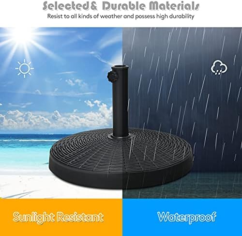 Tangkula 49 LBS Patio Umbrella Base, 20.5 Inch Outdoor Umbrella Stand W/Rattan Design, Adjustable Knob, Round Umbrella Holder for Backyard, Market Entrance, Poolside - Image 7