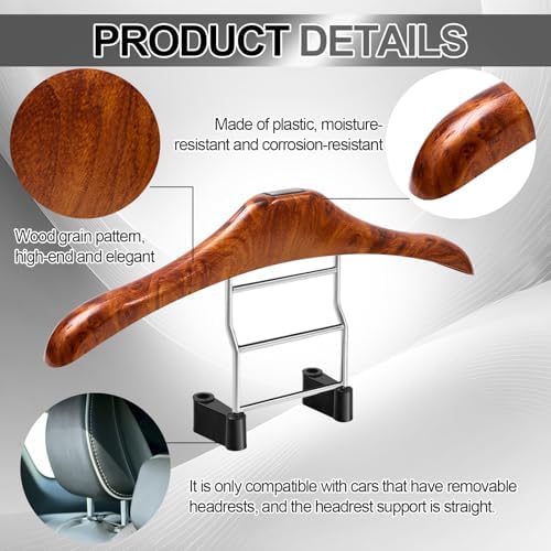 DaisyInner 2 Pack Car Coat Hanger for Headrest, Seat Jacket Hanger - Image 3