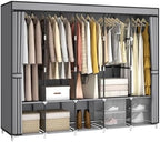 MOGELAFOO 83 Inch Wide Portable Closet Wardrobe, Clothes Storage Rack Organizer with Cover, 5 Clothes Hanging Rods and 10 Storage Shelves, Grey by MOGELAFOO