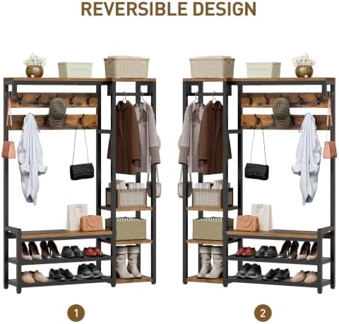 RALGEND Hall Tree with Bench and Shoe Storage, Shoe Rack with Coat Rack - Image 5
