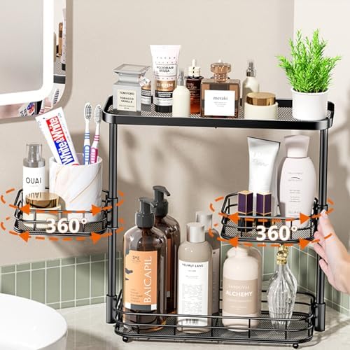 VITVITI 3 Tier Bathroom Organizer Countertop, Counter Storage Shelf, Black by VITVITI