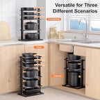 LAMU Pots and Pans Organizer for under Cabinet, 6-Tier Heavy Duty Pan Pot Organizers inside Cabinet Adjustable 14 to 24.57", Pot Rack Kitchen Cabinet Organization and Storage Holds up to 12" Cookware - Image 6