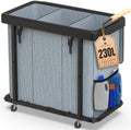 Laundry Hamper 3 Section with Lid,230L Rolling Dirty Clothes Hamper Grey by Unlockyourhomestoragelife