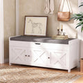 Marsail Shoe Storage Bench with Seating, Farmhouse Entryway Bench with Shoe Storage and Cushion, Under Window Benches Wooden Ottoman for Bedroom, Entry Way, Living Room, White by Marsail