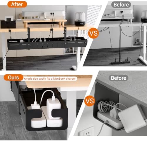 Under Desk Cable Management Tray-No Drill Clamp Moun，Expandable 25.2"–38.6" - Image 4