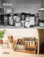 Tinamo Acacia Wood Spice Rack for Countertop, 3-Tier Design, Holds 24 Jars - Image 6