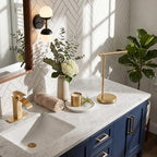 Hoimpro Hand Towel Holder Stand Bathroom Towel Bar Rack Countertop Gold - Image 3