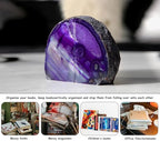 AMOYSTONE Purple Agate Bookends, Sturdy Crystal Book Ends for Study Shelf - Image 5