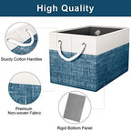Fab totes Storage Bins 8-Pack, Foldable Storage Baskets for Organizing Toys, Books, Shelves, Closet, Large Storage Box with Rope Handles, Sturdy Organizer Bins, White & Blue - Image 3