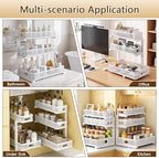 Under Sink Organizer, 3-tier Under Sink Storage Organizer Adjustable Height Easy Assembly Pull Out Cabinet Organizers Basket for Bathroom Kitchen Pantry Home Organization - Image 4