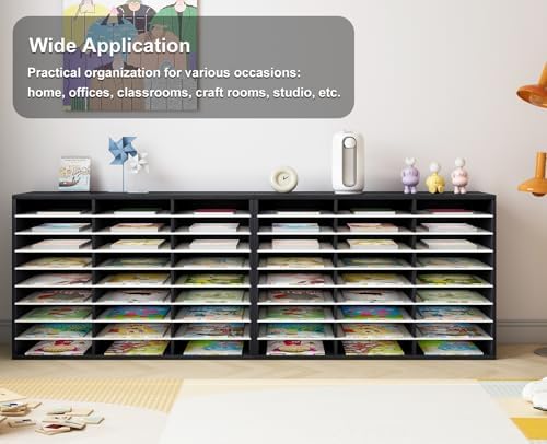 PAG-Mass Mail Sorter Organizer, Wood Literature Organizer, Student Mailbox for Classroom, Desktop Bill Paper Organizer for Office Home School, 27 Compartments, Black&White - Image 3