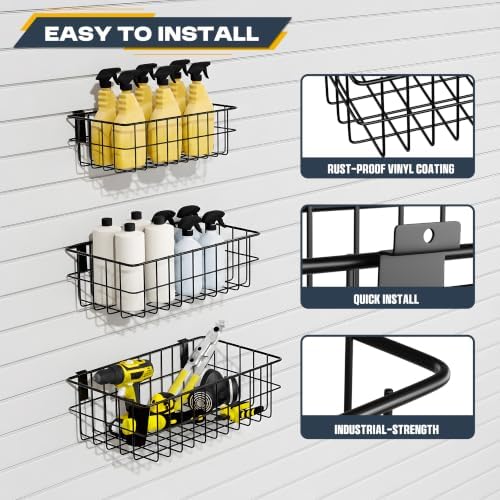 35Pcs Slatwall Accessories Kit, with Slatwall Hooks, Baskets, Shelves, Bins - Image 5