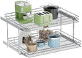 2-Tier Pull Out Cabinet Organizer, 27" W x 21.5" D, Heavy Duty Dual Slide Out Shelves for Wide Base Cabinets, Chrome Wire Basket Drawer for Pots, Pans, Pantry & Cleaning Supplies by Unknown