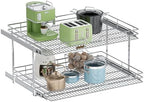 2-Tier Pull Out Cabinet Organizer, 28.5" W x 21.5" D, Heavy Duty Dual Slide Out Shelves for Wide Base Cabinets, Chrome Wire Basket Drawer for Pots, Pans, Pantry & Cleaning Supplies by Unknown