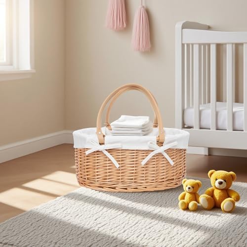 Wicker Diaper Caddy basket,Woven Baby Organizer for Nursery - Image 2