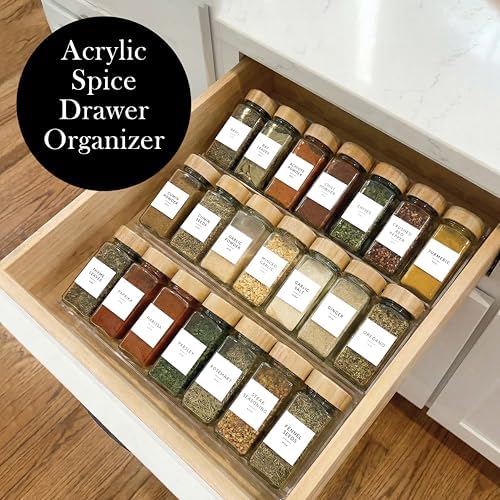 Acrylic Spice Drawer Organizer 4 PK, Expandable 13"-26" Acrylic Spice Rack for Drawer Seasoning Organizer Tray, Shelf Stackable 4-Tier Herb Jar Rack Insert for Kitchen Cabinet, Herb Jars Not Included - Image 5