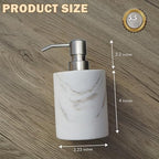 Marble Soap Dispenser, soap and Lotion Dispenser Bathroom, with Rust Proof Stainless Steel Pump Refillable for Kitchen Bathroom Countertop-Hand Lotion and Liquid Soap Dispenser-White - Image 3