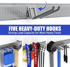 Garage Tool Organizer Wall Mount 49.5 inches with 10 Adjustable Heavy-Duty Hooks, Garage Organization, Garden Tool Storage Rack, Yard, and Shed, Holds Up to 400 lbs (Grey) - Image 5