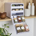 YouCopia SpiceStack,18-Bottle Adjustable Spice Rack Organizer, Pull-Out Seasoning Holder for Kitchen Cabinet and Pantry Storage with 104 Labels and Adjustable Dividers, Speckled White by YouCopia