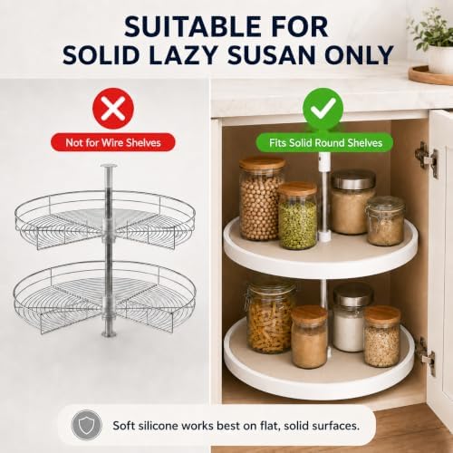 Lazy Susan Shelf Liner, Silicone Lazy Susan Liners for Kitchen Cabinet Turntables, Heat-Resistant, Non-Slip and Easy-to-Clean Round Mats, 2 Pack (Khaki) - Image 5