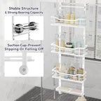 SWTYMIKI Over the Door Shower Caddy - 4 Tier Adjustable Shower Organizer Hanging with Soap Holder, No Drilling Stainless Steel Bathroom Rack Hanging for Body Wash, Shampoo, Soap, Razor, White - Image 5