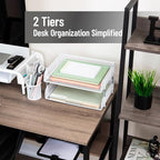 Mind Reader Stackable Paper Tray, Desktop Organizer, File Storage, Office, Metal Mesh, 13.5" L x 10" W x 7.25" H, 2 Pcs., White - Image 2
