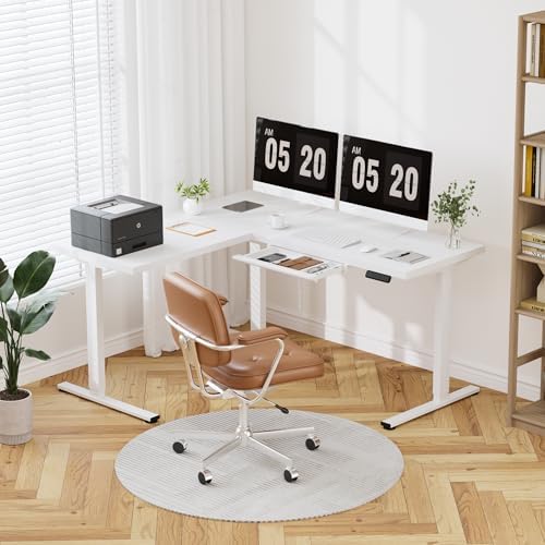 FLEXISPOT 63 x 55 Reversible L-Shaped Corner Standing Desk with Drawers - Image 2