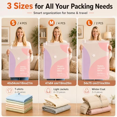 Vacuum Bags for Travel with Pump, Vacuum Sealer Bags for Clothes at Home - Image 2