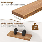 Floating Shelves for Wall Decor, Rustic Solid Elm Wood Live Edge Floating Shelves Wall Mounted, Wall Shelves with Invisible Bracket for Living Room Bathroom Bedroom Kitchen, 20 Inch Set of 2, Natural - Image 5