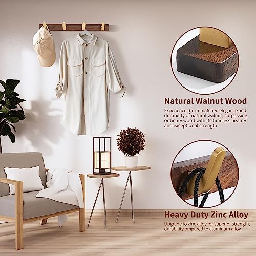Wall Mounted Coat Rack, Metal Wood with 4 Hooks - Image 4