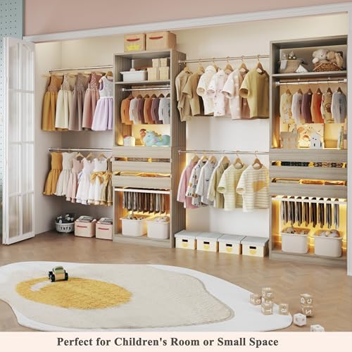 Closet System Set of 2, 5.7-10.4FT Closet Organizer System with 6 Drawers - Image 5