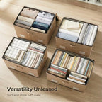 PRANDOM Storage Bins with Lids [3-Pack] Jute Fabric Foldable Storage Boxes Organizer Containers Baskets Cube with Cover for Home Bedroom Closet Office Nursery khaki（23.4X15.9X11.5 - Image 4
