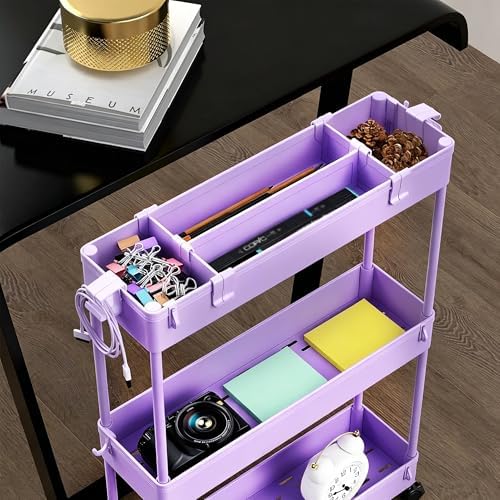 SPACELEAD 2-piece Set Slim Storage Cart 3 Tier,Bathroom Organizer Rolling Utility,Mobile Shelving Unit Slide Out for Office, Kitchen, Laundry Room & Narrow Places - Image 2