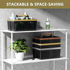 BYUNER Shower Caddy Dorm Men: Plastic Bathroom Caddy Organizer with Handle and Holes, Bath Caddy for College Dorm, Portable Shower Basket Tote for Toiletry, Travel, GYM, Camp Essentials Black/Gold - Image 4