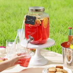 1 Gallon Drink Dispenser with Spigot 18/8 Stainless Steel – Airtight & Leakproof Glass Sun Tea Jar with Anti-Rust Lids, Beverage Dispenser for Parties - Laundry Detergent Holder (Pack of 2) - Image 4