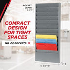 CHAMP Repair Order Rack 12-Pocket Wall Mount Organizer, Gray - Image 4