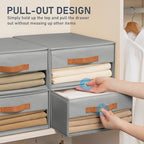 DIMJ Closet Organizers and Storage - Fabric Bins with Drawers for Closet Foldable Clothes Organizers with Clear Window, Stackable Storage Drawers Units for Bedroom, Living Room, 4-Pack, Grey - Image 5