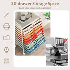 COSTWAY 20-Drawer Rolling Storage Cart, Utility Storage Organizer Cart - Image 6