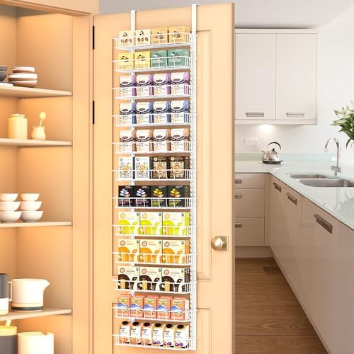 Churboro 12 Tier Over Door Pantry Organizer, 2-in-1 Adjustable Spice Rack by Churboro