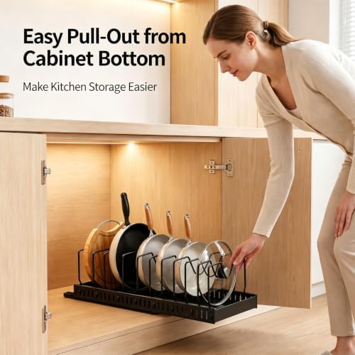PureBox Pull Out Pots and Pans Organizer Under Cabinet Adjustable Length - Image 7