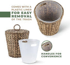 84ECO 3 Gallon Black Wicker Trash Can with Lid and Liner - Image 2