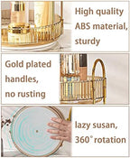 shuang qing Rotating Makeup Organizer for Vanity, High-Capacity Skincare Clear Make Up Storage Perfume Organizers Cosmetic Dresser Organizer Countertop 360 Spinning (Gold, 3 Tier) - Image 2