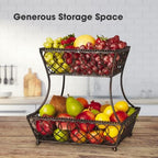 Gourmet Basics by Mikasa Loop and Lattice 2-Tier Rectangular Metal Countertop Basket, 14.25 x 12 Inches, Antique Black Finish, Kitchen Fruit and Bread Storage Organizer - Image 4
