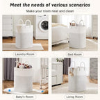 Laundry Basket,Woven Cotton Rope Laundry Hamper,Versatile Storage for Dirty Clothes,Baby Toys,and Blankets in Bathroom, Nursery,and Living Room (White, 60L) - Image 5