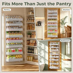 POKIPO 8-Tier Over the Door Pantry Organizer, 2 IN 1 Wall Mount or Hanging Spice Rack with Adjustable Raised Basket, Heavy Duty Back of Door Storage for Kitchen Bathroom Laundry Room - Image 7