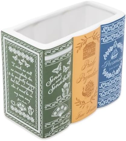 Steel Mill & Co. Book Stack Shaped Ceramic Desk Pot, Jane Austen Books - Image 2
