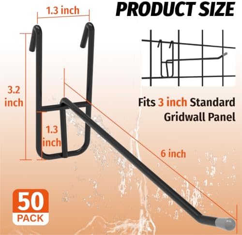 HUHOLE 50 Pack 6 Inch Wire Gridwall Hooks - Image 5