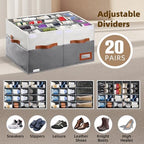 Supowin Large Shoe Organizer for Closet, Foldable Shoe Storage Bin with Lid - Image 4